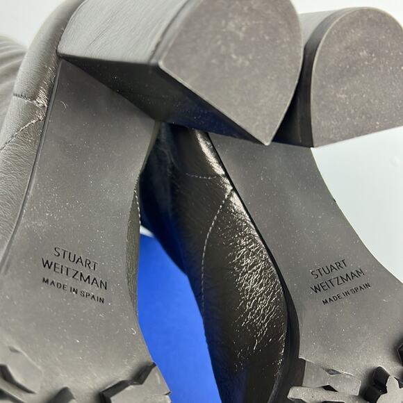 STUART WEITZMAN Isobel Crinkled Leather Boots Asphalt color made in Spain - Picture 8 of 10